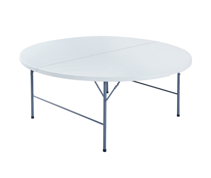 Foldebord Ø180 cm plast/stål hvid - Sunlife